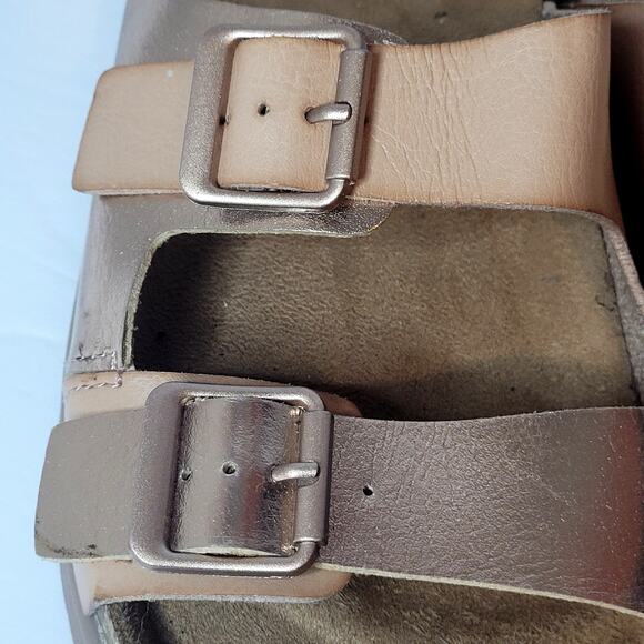 Time and Tru Metallic Pink Cork Sandals Slides Womens Size 8.5 Footbed Platform - Picture 3 of 8